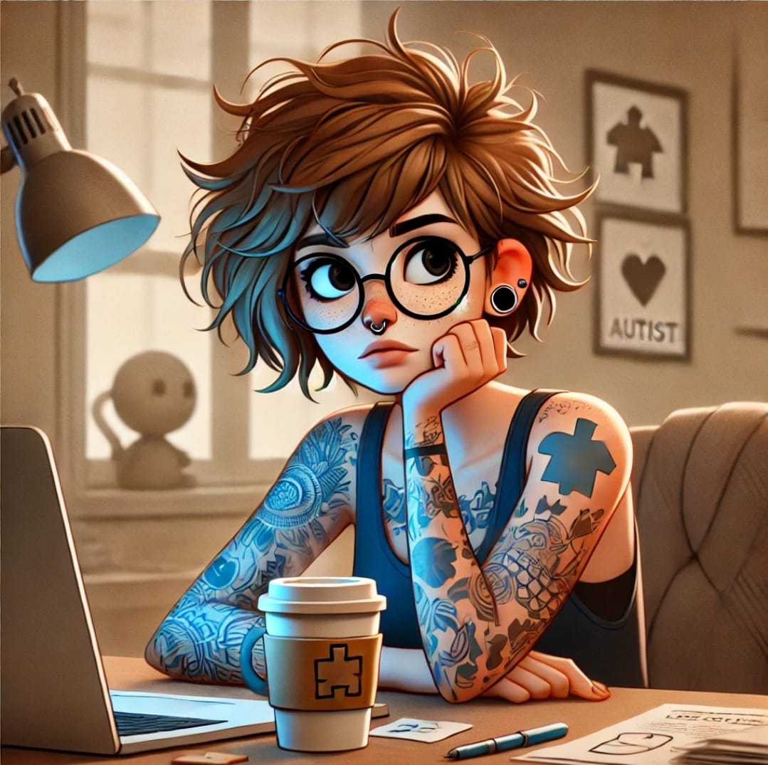Illustration einer hilflosen Schülerin im Unterricht – Symbol für Überforderung im Autismus-Schulalltag